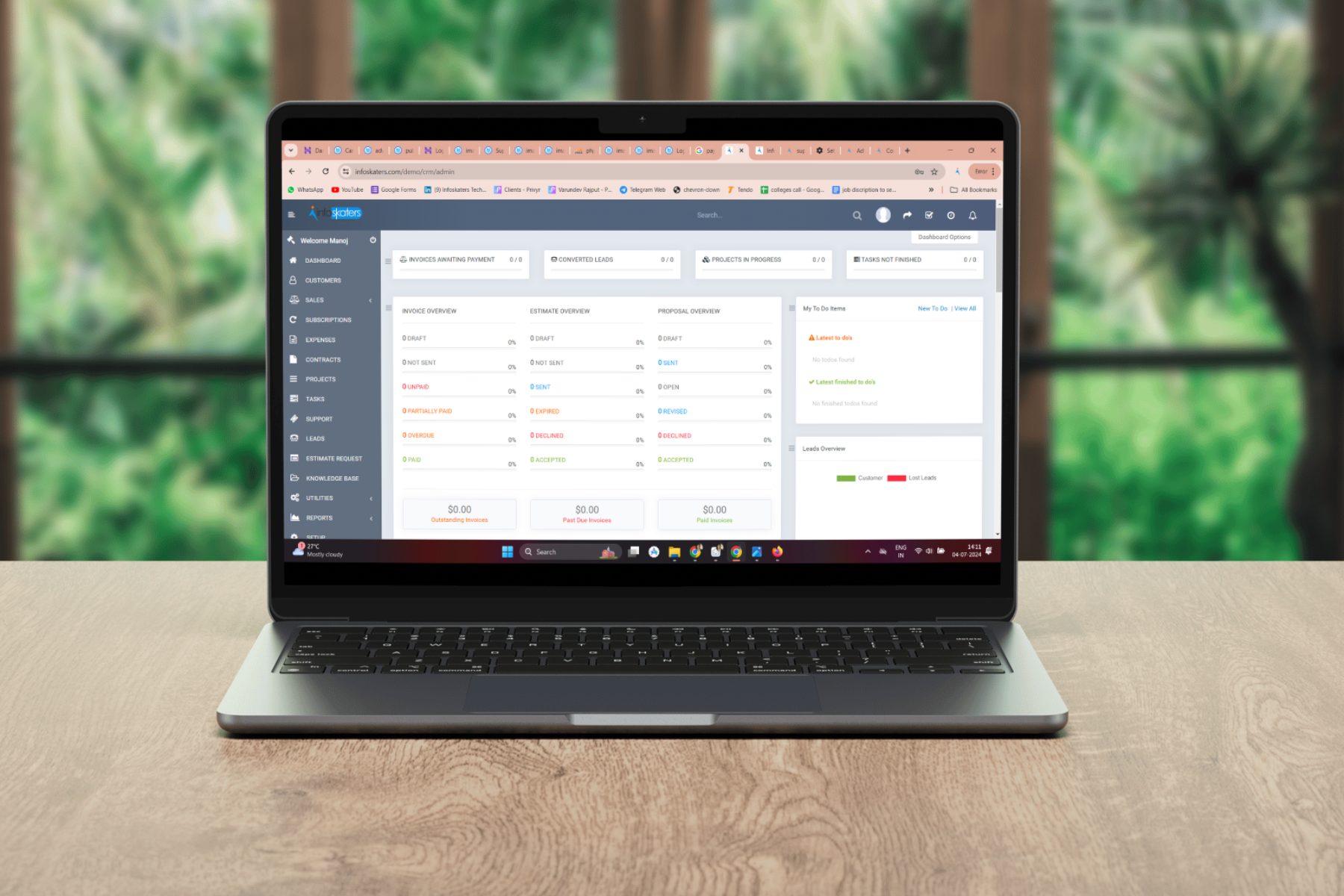 CRM and lead management laptop dashboard